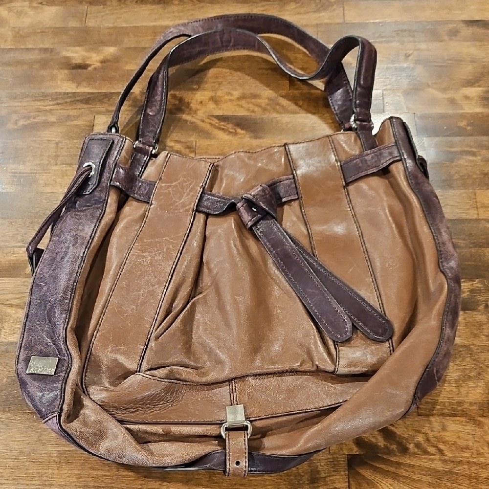 Kooba Brown and Tan Leather Shoulder Bag